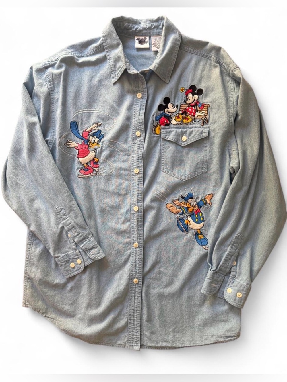 Vintage Disney Denim Chambray Top Size Large